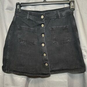 Source Unknown Charcoal Button-Front A-Line Skirt